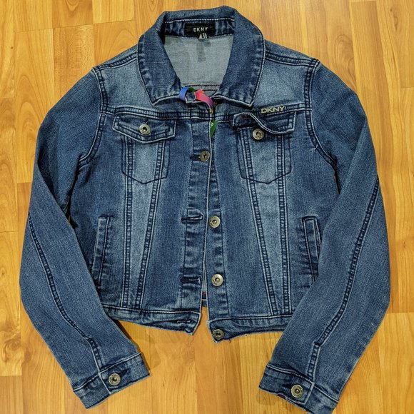 DKNY denim jacket with Rainbow Haired girl Embroidery - Picture 2 of 8